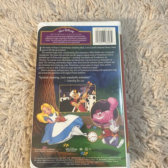 Walt Disney Alice in Wonderland Original Masterpiece Collection VHS - Picture 2 of 9